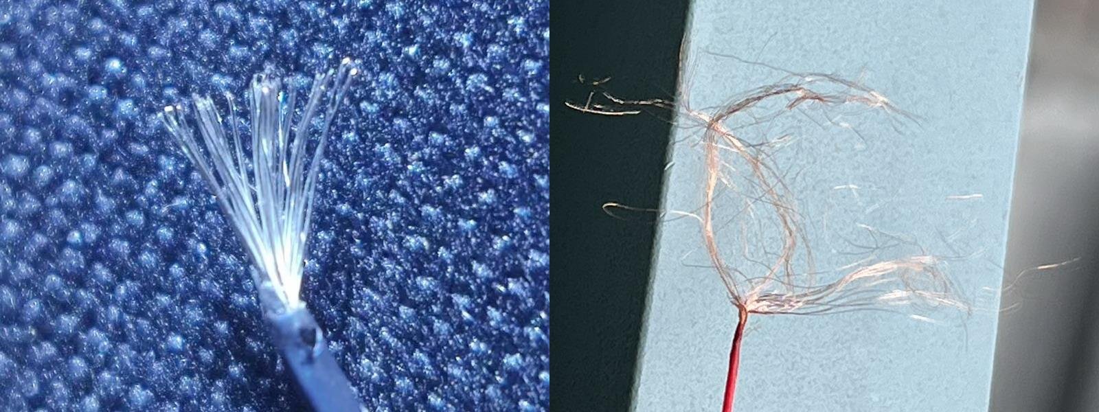 Comparison of MIL-DTL-16878/6 and GJB 773B-2015 silver-plated Teflon wires showing strand structure and flexibility differences.